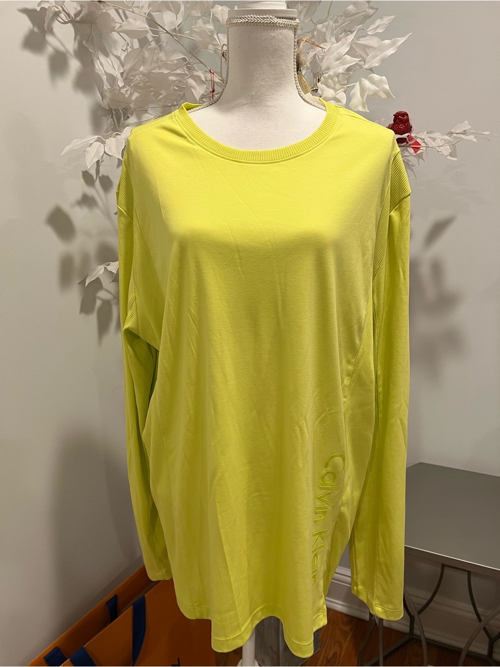 Calvin Klein Neon Yellow Long Sleeve Crewneck Shirt
